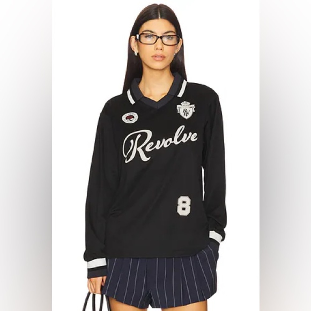 SIXTHREESEVEN Revolve Unisex Jersey Black Large Preppy Academia College